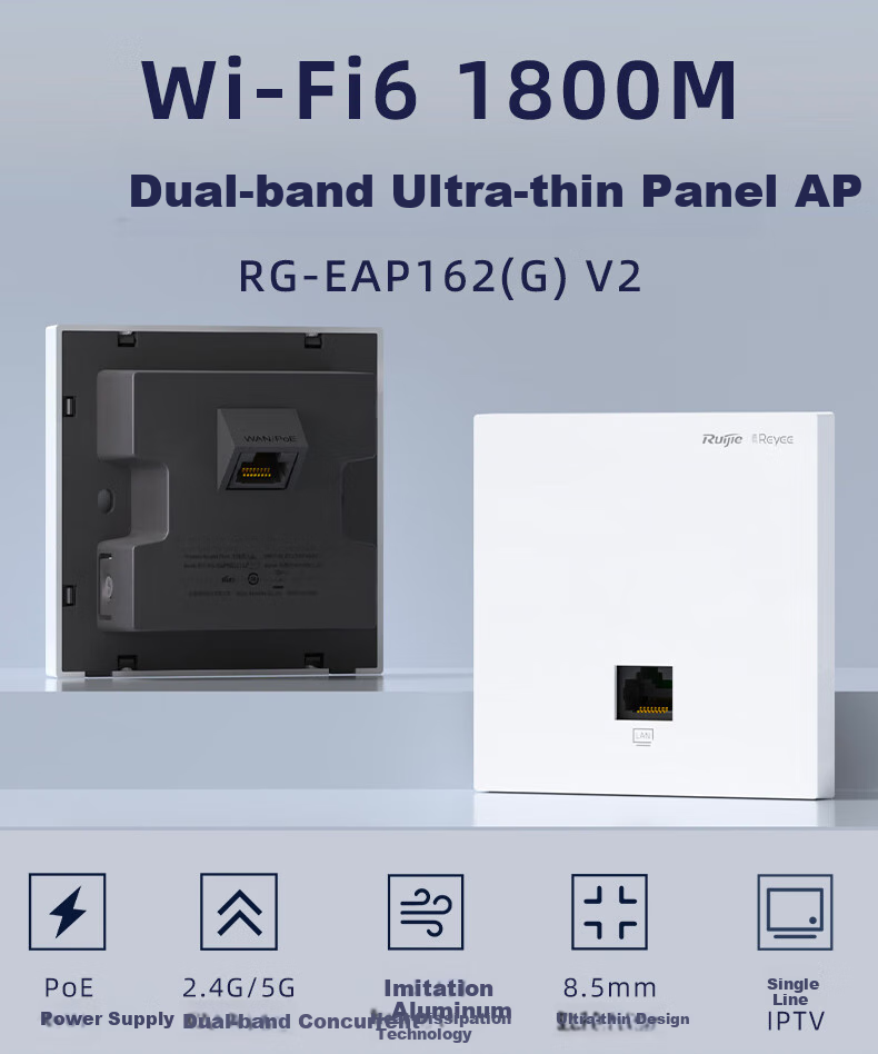 Ruijie Wireless AP Panel EAP162(G)V2 Whole-House WiFi 6 Set, 1-To Parent-Child Router, Gigabit Dual-Band 1800M, Enterprise And Home Networking, 5-Port AC All-In Device + 3 APs 7