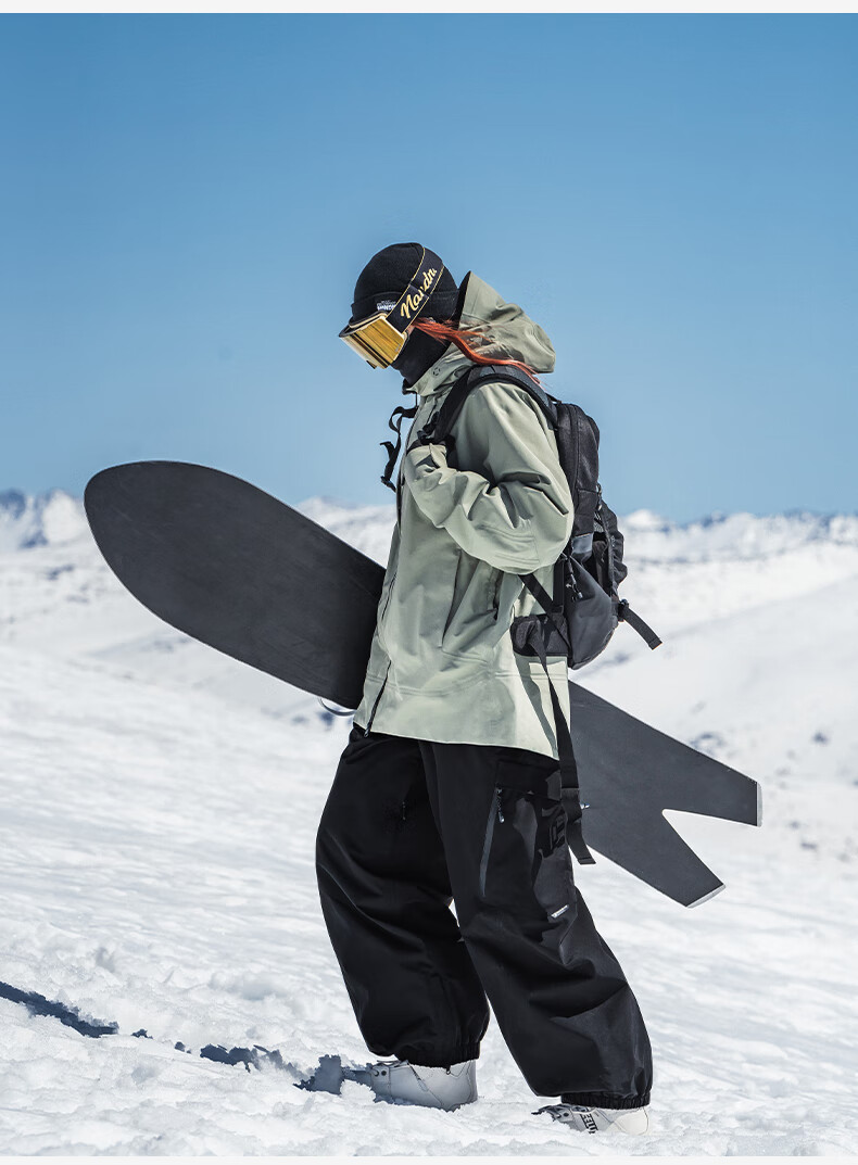 NANEN Women's 3L Fully Taped Waterproof Loose Fit Professional Thickened Snowboard Pants, Black, M 29
