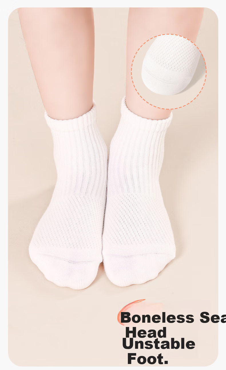 Zhiyouban Children's Socks, Boys' Cotton Socks, Girls' White Socks, Spring Autumn Summer Thin Breathable Mesh White School Uniform Socks 6