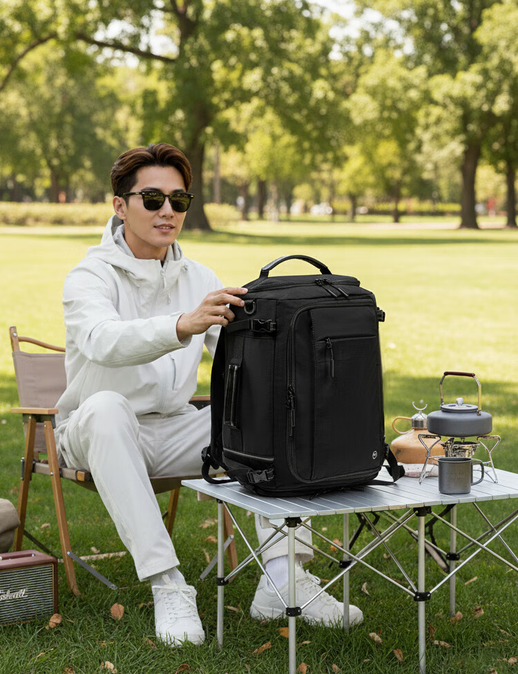 One's Member Fashion Multifunctional Sports Backpack Business Travel Expandable Gym Student School Bag Night Black 3