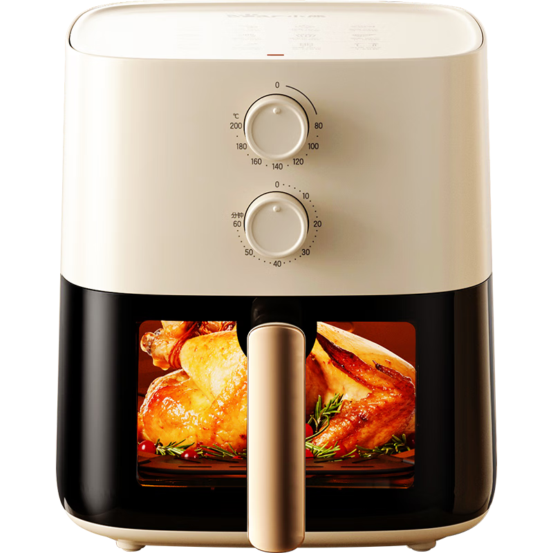 Bear Air Fryer for Home Use, 4D Vortex Cooking without Flipping, Fully Automatic, 5L Practical Large Capacity, Visible, Steam Tender Frying, All-In Fryer And Oven QZG-J15M1