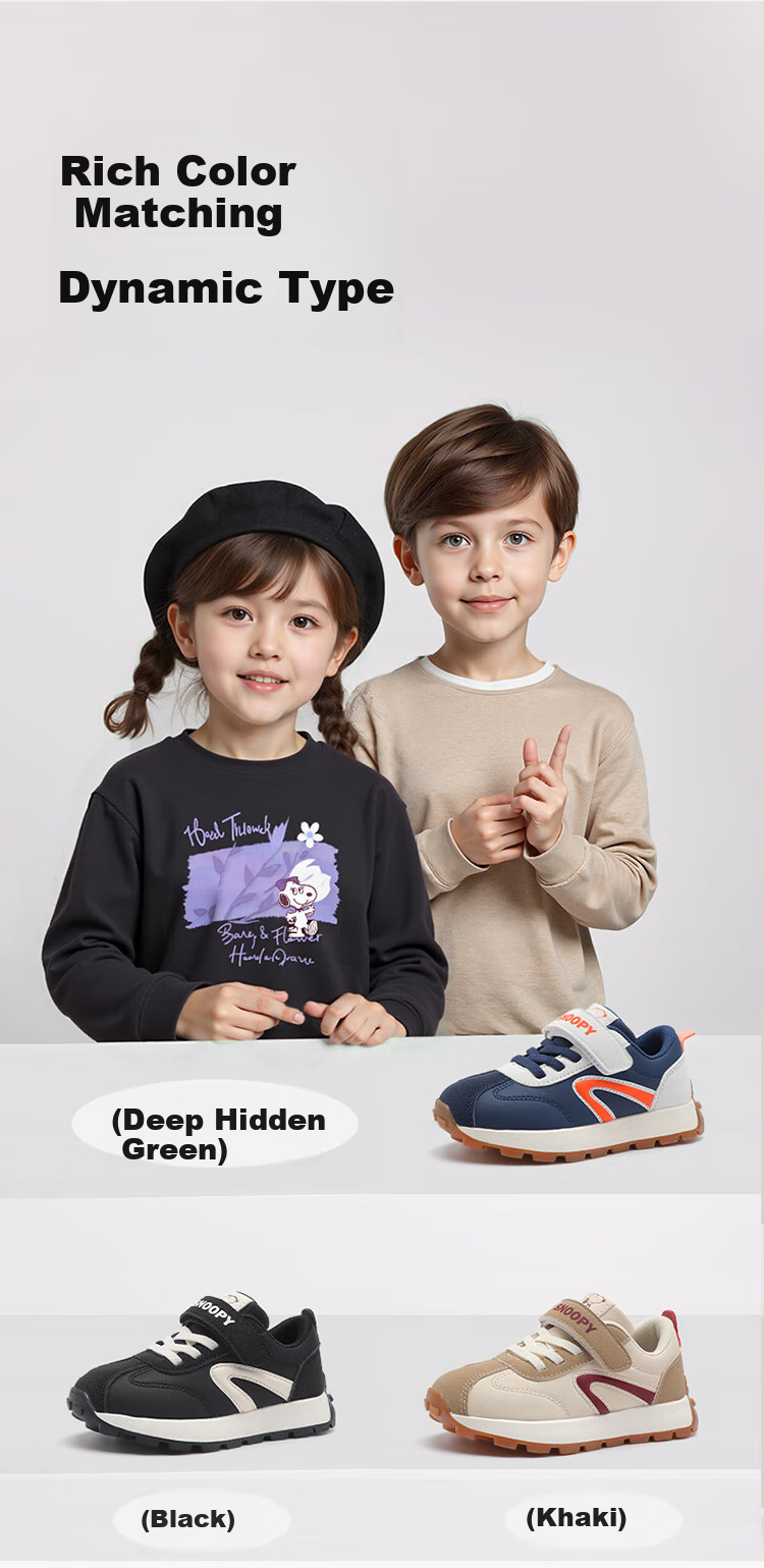 SNOOPY Children's Shoes, Kids' Sneakers for Boys And Girls, Shock-Absorbing Running Shoes, Wear-Resistant Comfortable Casual Shoes, 3858 Deep Navy Blue, Size 26 2
