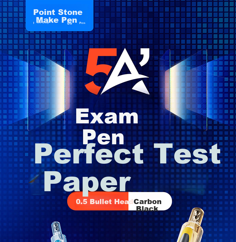 Dianshi Exam Pen [For Exams Only] 5A Exam Pen with Bullet Tip, 0.5mm Black Carbon Ink, Silent Quick-Drying Writing Pen, Back-To Essential Exam-Specific 5A-E2, Pack of 4 1