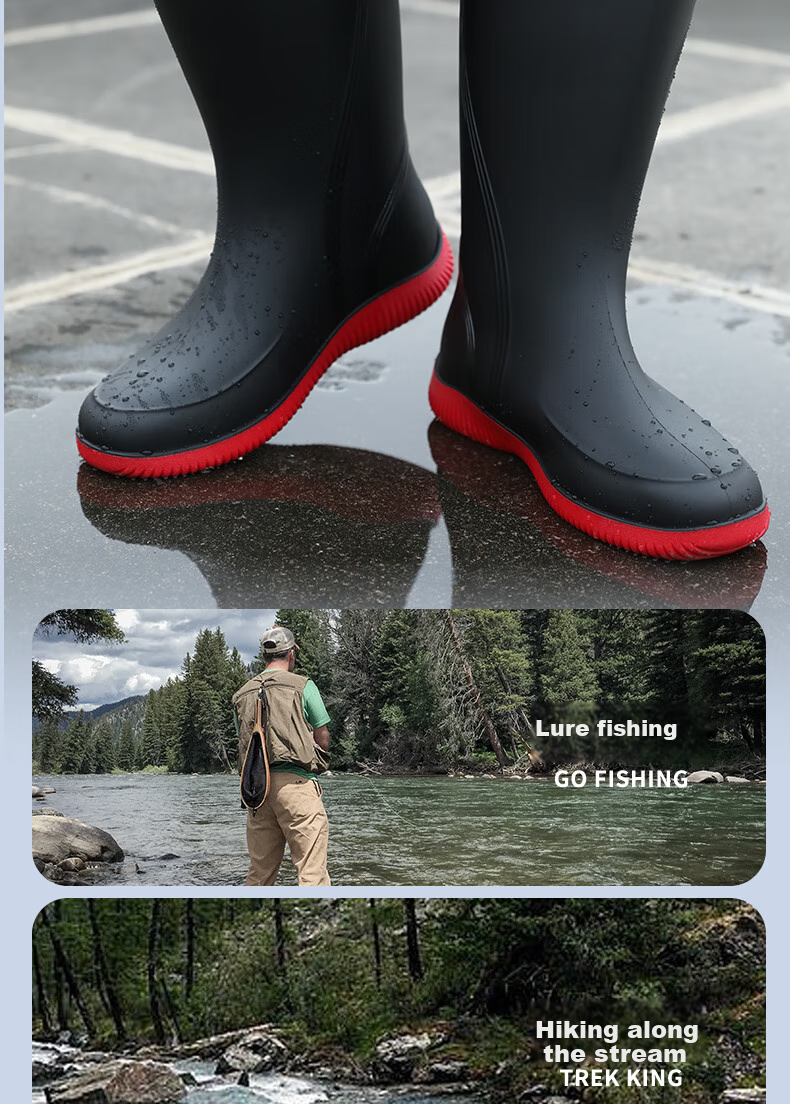 FOOTOPPO High-Top Rain Boots for Men, Non-Slip Waterproof Boots, Durable Overshoes, Outdoor Work Safety Water Shoes, Rubber Shoes for Me 11