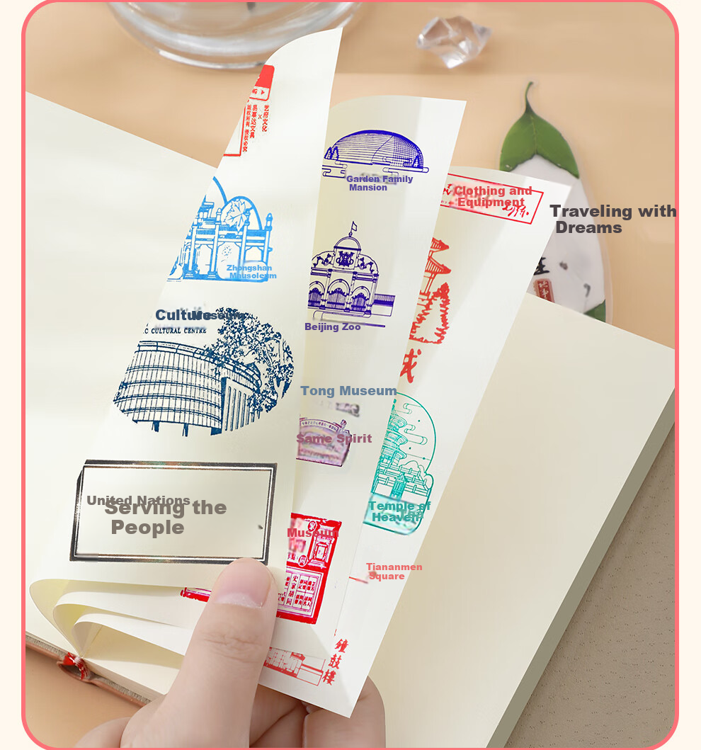 Faramon Travel Stamp Collection Notebook A5, Handbag Stamp Book, Museum Stamp Collection Album, Travel Record Blank Notebook, Check-In Journal, Scenic Spot Visit Book, Pink 8