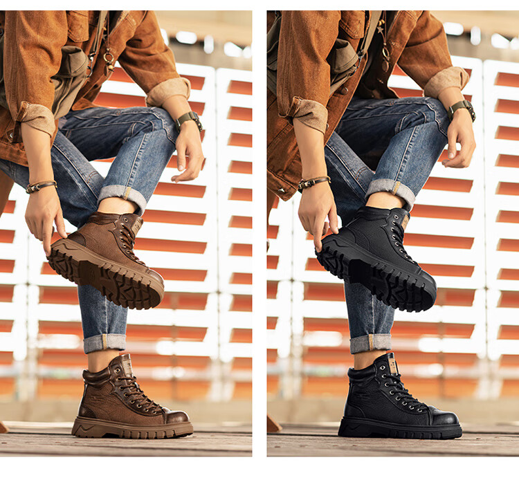G.N.Shi Jia Men's Boots 2025 Autumn Winter New Low-top Martin Boots Outdoor Thick-soled Casual Leather Shoes Trendy Versatile Men's Shoes 9