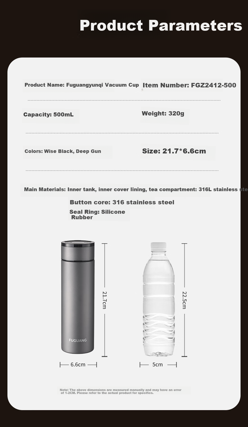 Fuguang Car One-Touch Lid-Opening Insulated Mug, Tea-Water Separation, 316L Stainless Steel Tea Infuser Cup, Cold-Keeping Cup, Business Water Bottle 17