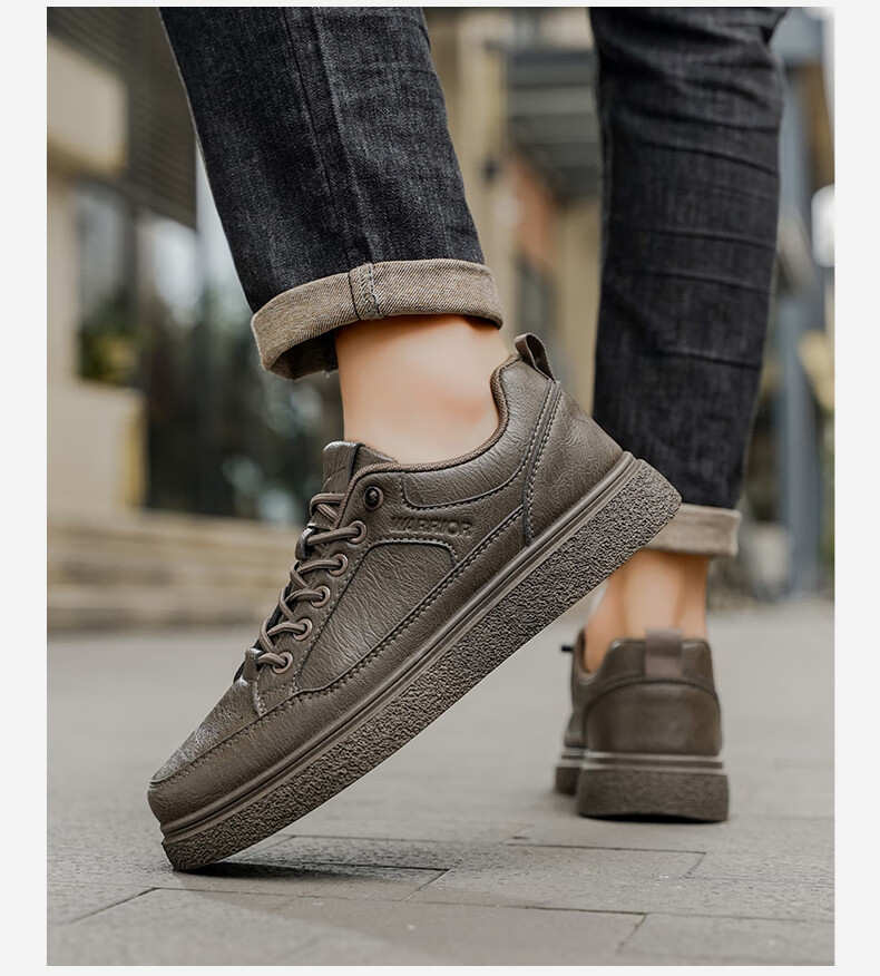 Huili Official Men's Shoes, Autumn And Winter New Casual Sports Leather Shoes, Slip-On Sneakers for Men, 2704 Black, Size 42 23