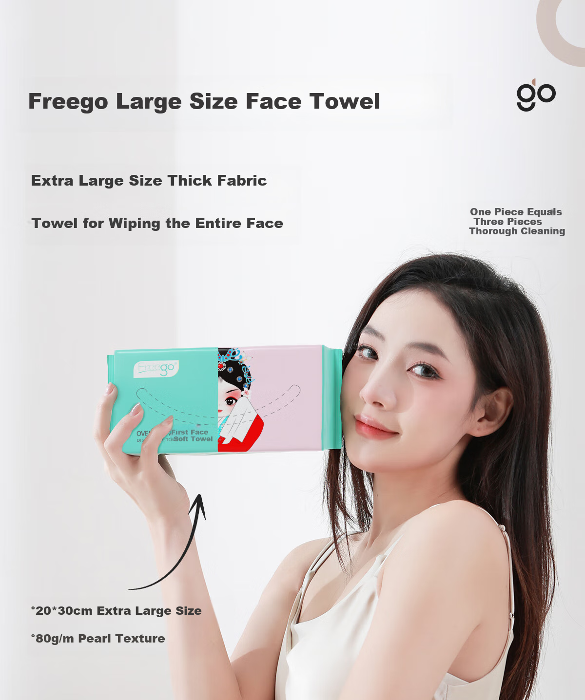Freego Disposable Facial Cleansing Towel, Pearl Texture Soft Cloth, Wet And Dry Use, 20*30cm 1