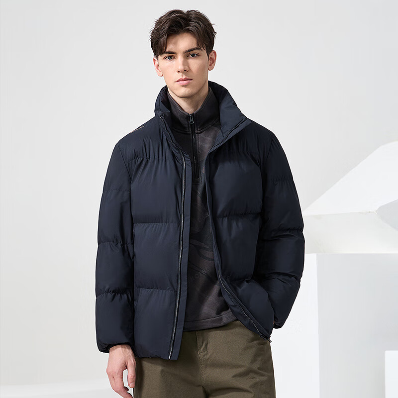 DANCING WOLVES Winter Heavyweight Stand Collar Windproof Warm Thick Men's Cotton Jacket 101 Dark Blue 175