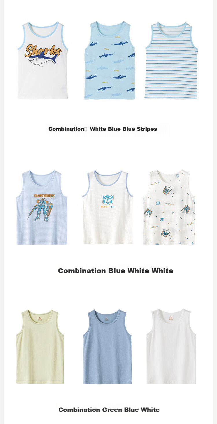 Dingguagua Boys' Pure Cotton Tank Top, Thin Style, Children's All-Season Undershirt, Spring And Summer Boys' Undershirt, Four Seasons Small Vest, Style Four 110 11