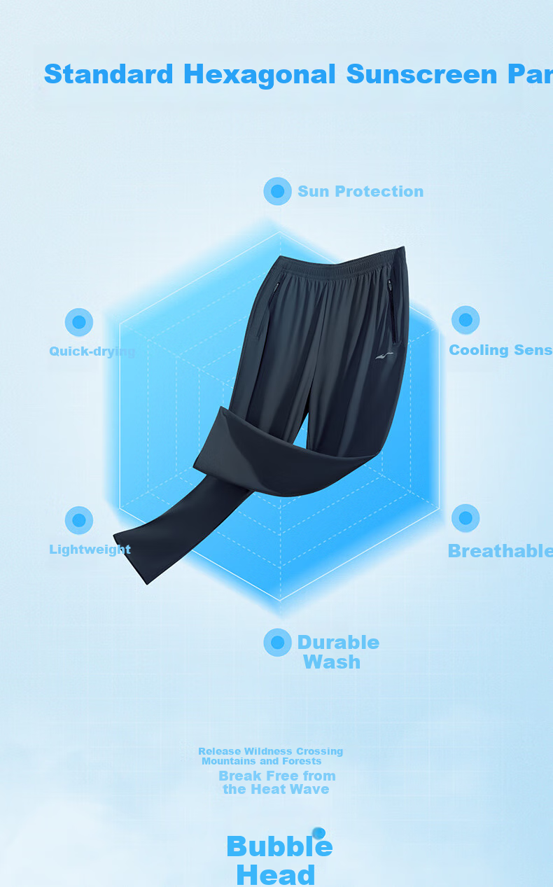 ERKE Men's Sports Pants, Spring Knitted Three-Quarter Length Trousers, Moisture-Wicking Loose Straight-Leg Pants, Versatile Outdoor Casual Men's Pants 2