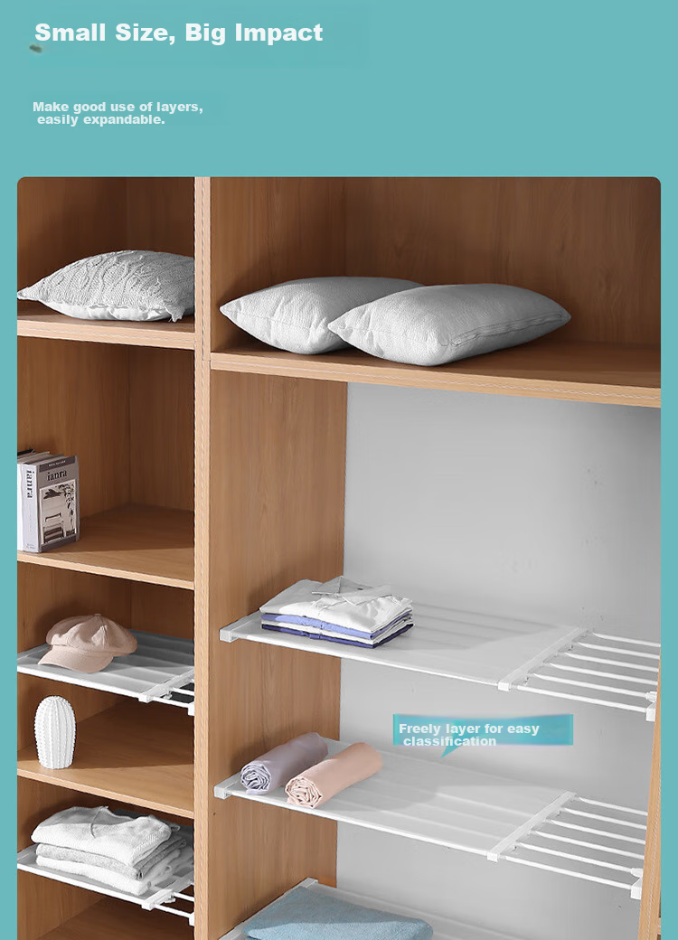Youjialiangpin Wardrobe Divider Shelf, Extendable Storage Rack for Closet And Kitchen, 38-55cm Length, 24cm Width 4