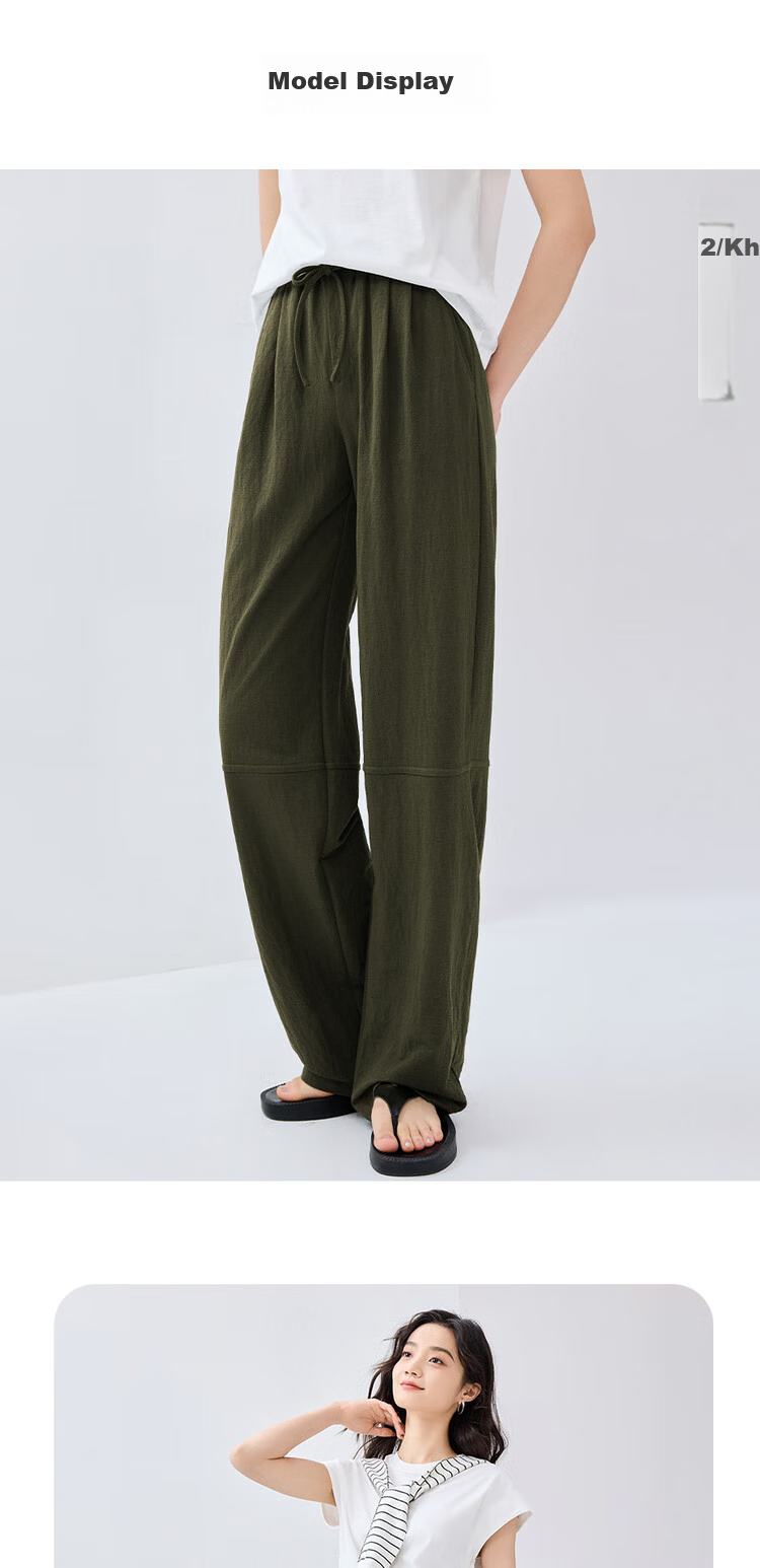 Giordano Outdoor Summer Wear, High-Tech Mosquito-Proof Elastic Waist Drawstring Thin Casual Sweatpants for Women, 05415458 8