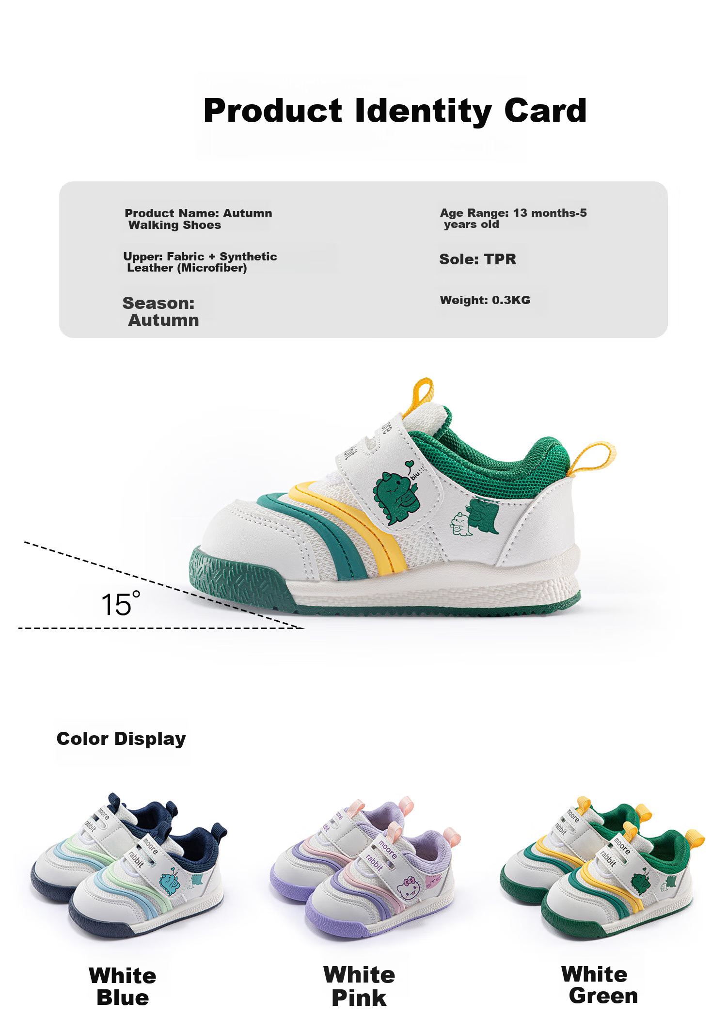 Moertu Children's Spring And Autumn New Style Soft-Soled Walking Shoes, Boys' Steady Shoes, Girls' Cartoon Breathable Shoes, Anti-Kick Shoes 14