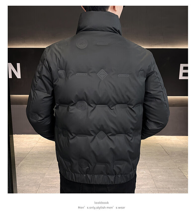Pierre Cardin Men's Down Jacket Autumn Winter Stand Collar Casual Coat Thickened Warm Windproof Black 2XL 3