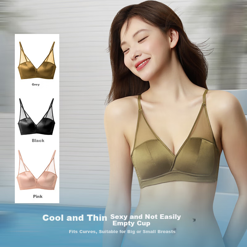 Бюстгальтер Sijie Double-Sided Silk Bra, женский, из натурального шелка, тонкий, бесшовный, с французской чашкой, удобный, беспроводной