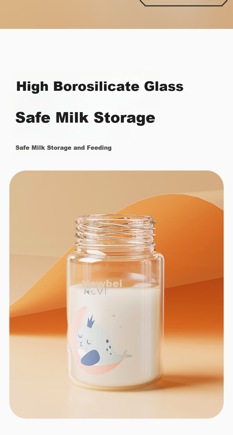Xenbea Glass Breast Milk Storage Cup, Sealed Container for Breast Milk Preservation, PP Material with Lid, 180mL, Pack of 2, 9161 2