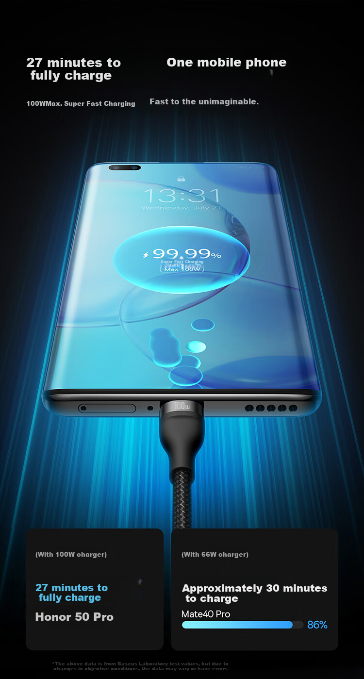 Baseus Data Cable Three-In Charging Cable 6A Fast Charging 100W/66W Huawei Honor Charging Cable Compatible with Apple 8-14 Type-C Android Phones Xiaomi One-To Car Charger 2