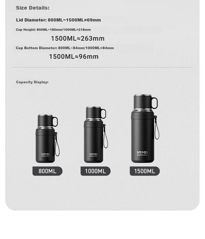 NRMEi Magnetic Insulated Mug, Large Capacity, Men's Tea Infuser, 316 Stainless Steel, Portable, Tea Steeping, Magnetic Pop-Up Thermos Water Cup for Me 19