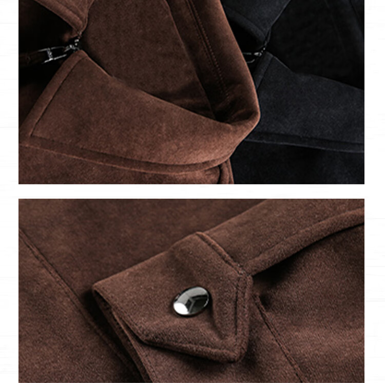 IZEXX American Style Suede-Like Jacket Premium Matte Men's Outdoor Vintage Autumn Winter Coat HJ58 Coffee Color L 2