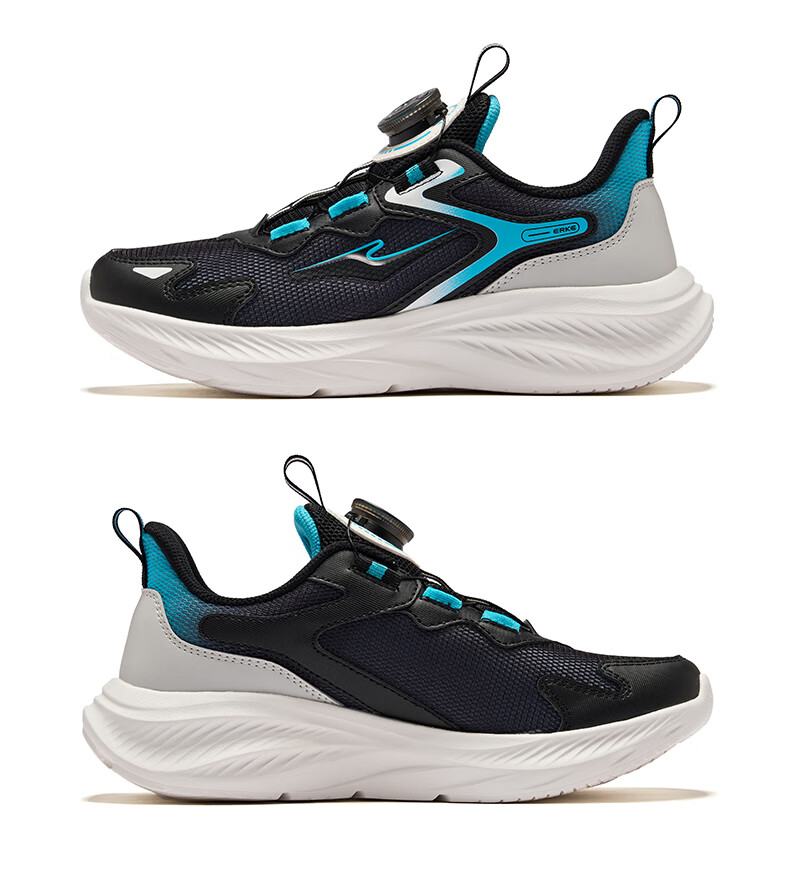 ERKE Kids Unisex Sports Shoes Children's Dial Buckle Mesh Running Shoes Microcrystalline White/Moonstone Gray Size 34 24