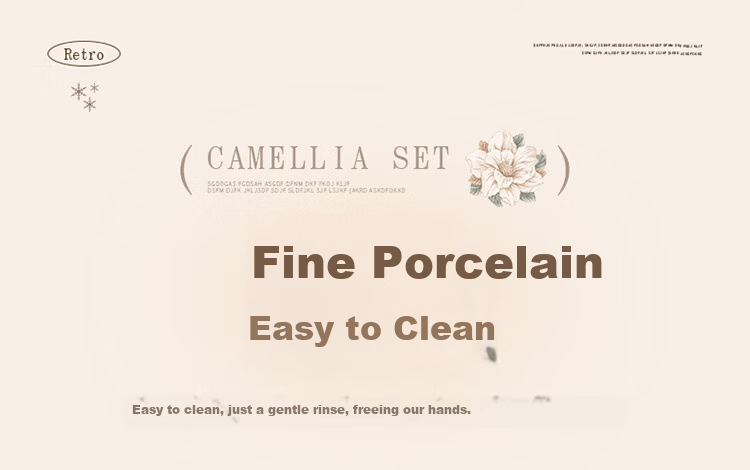 CERAMICS Family Reunion Plate Set, Round Table Plates, Home Dining Utensils, Complete Set of Plates, 9-Piece Camellia Gift Box Set for Mid-Autumn Festival 17