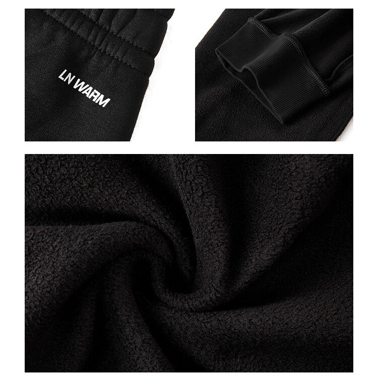 LI-NING Women's Fleece-Lined Warm Sports Sweatpants Thickened Casual Running Pants with Elastic Cuffs 1