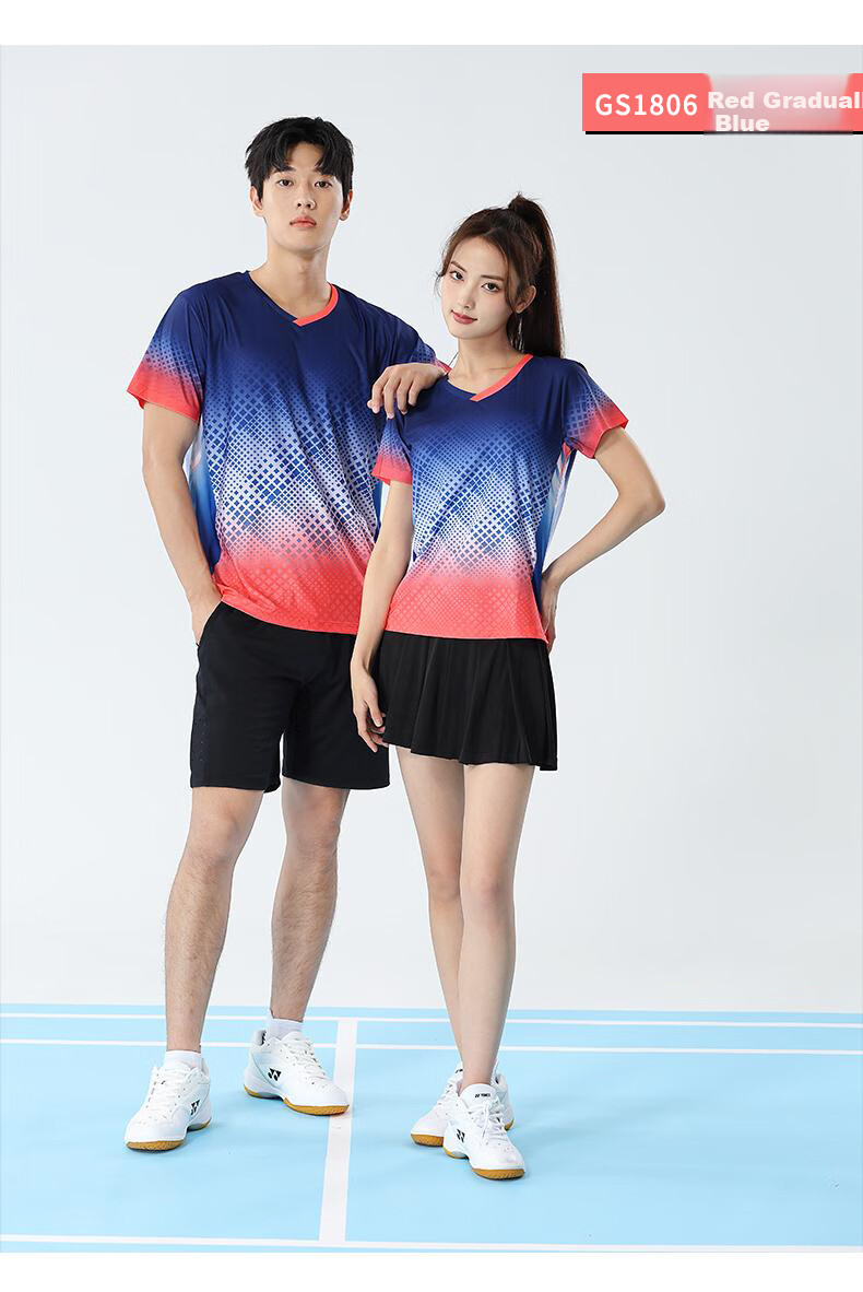 Gaoshouruyun SO MANY VIPS Badminton Customized Set, Men's And Women's Jersey, Breathable Short-Sleeve Tennis Outfit GS1802-W Women's 12