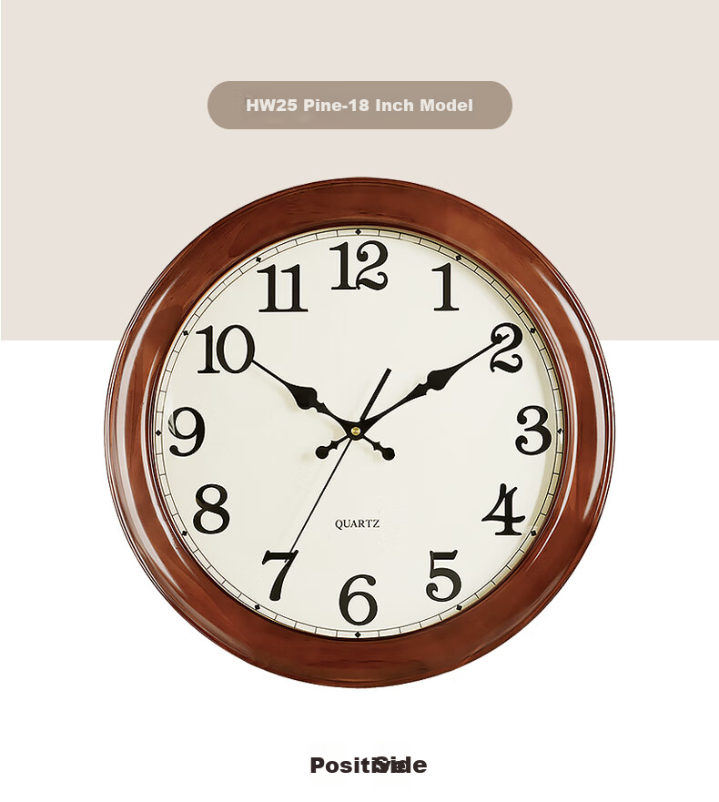 Hense Solid Wood Wall Clock, Stylish Living Room Clock, Creative Timepiece, Quartz Clock HW25, Brown, 16 Inches, 40cm 5