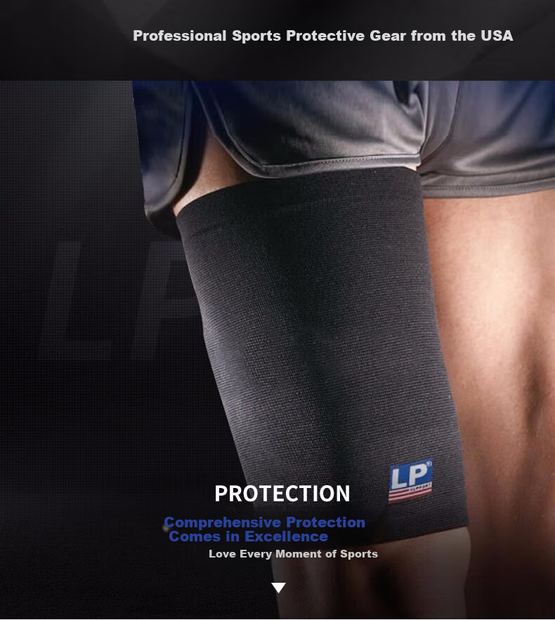 LP 648 Sports Thigh Support, for Running And Fitness, Badminton And Basketball Thigh Sleeve, Single Pack, Black, Size M 1