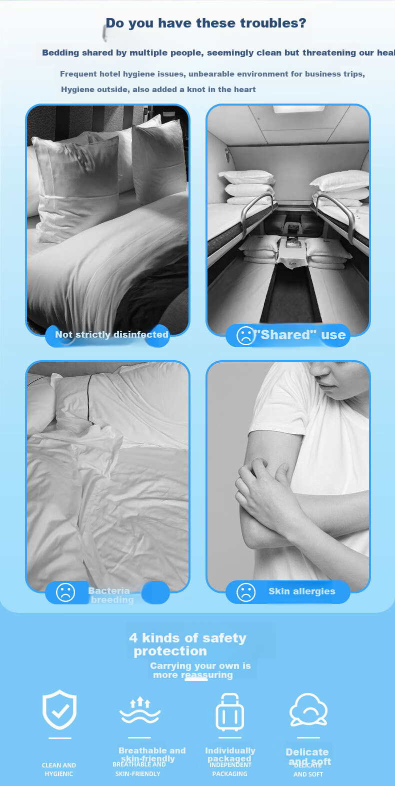 Jtrip Travel Disposable Bedding Set: Bed Sheet, Duvet Cover, Pillowcases - Soft, Thickened, Three-Piece Set, Hotel Bedding, Hygienic Protectio 2