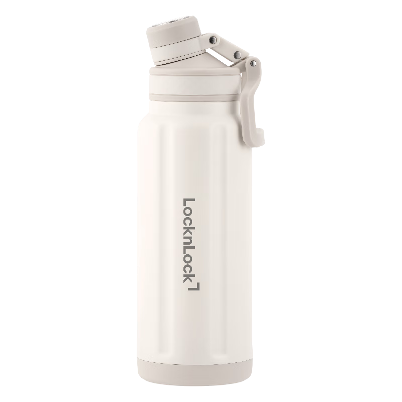 LOCK&LOCK Exploration 316L Insulated Thermal Flask Outdoor Portable Large Capacity 1L Beige Water Bottle