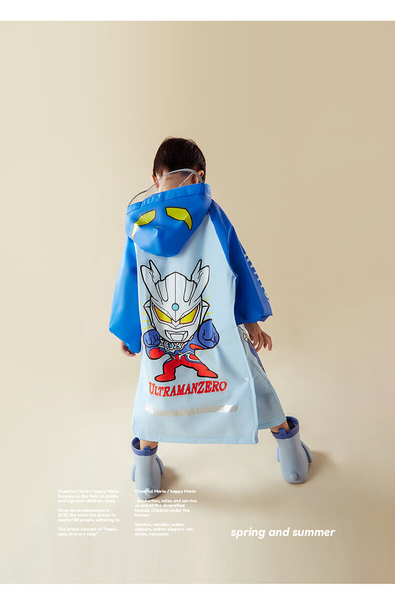 Cheerful Mario Ultraman Kids Raincoat Boys 2024 Waterproof Full-Body with Backpack Slot Toddler Kindergarten School Rain Poncho 18