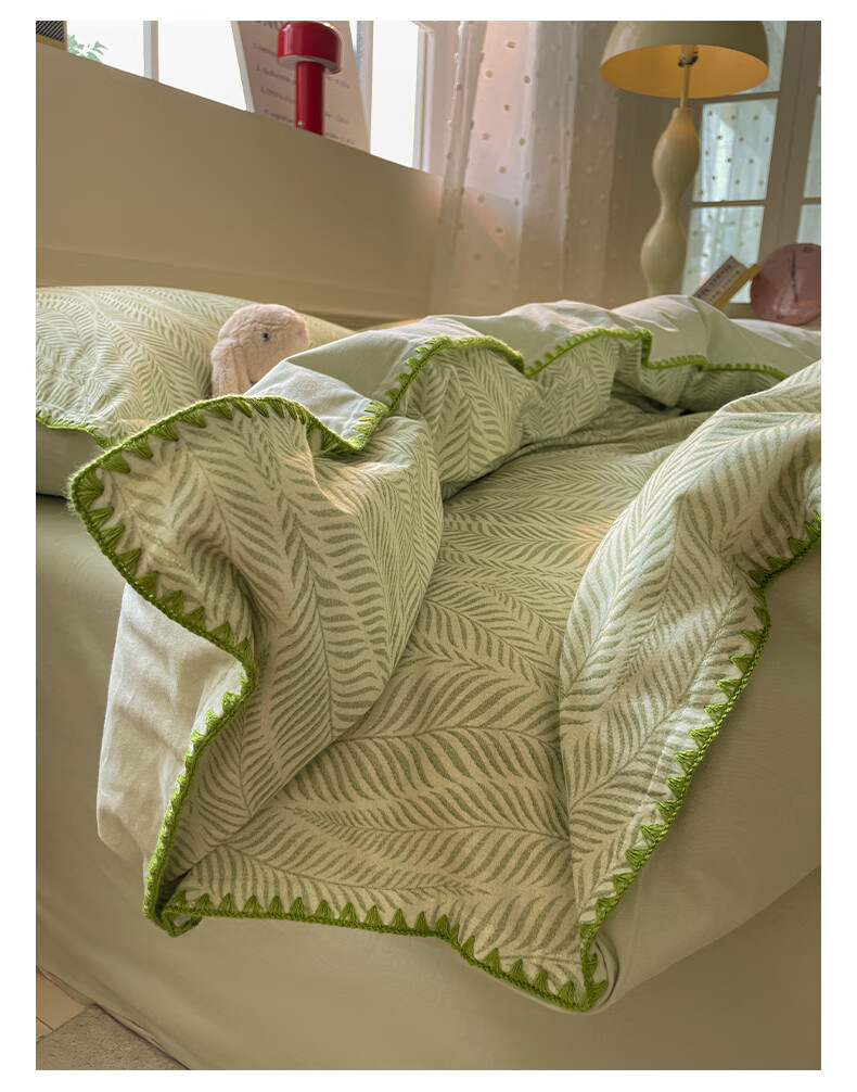 MUJI A-Class 100% Cotton Brushed Four-Piece Bedding Set 1.5/1.8m Bed Home Comfortable Skin-Friendly Pure Cotton Sheet Duvet Cover 200*230cm 1