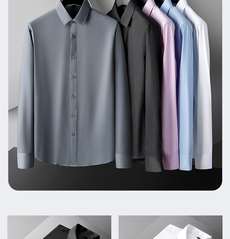 Miiow Mercerized Cotton Shirt Men's Premium White Casual Business Formal Dress Shirt 8