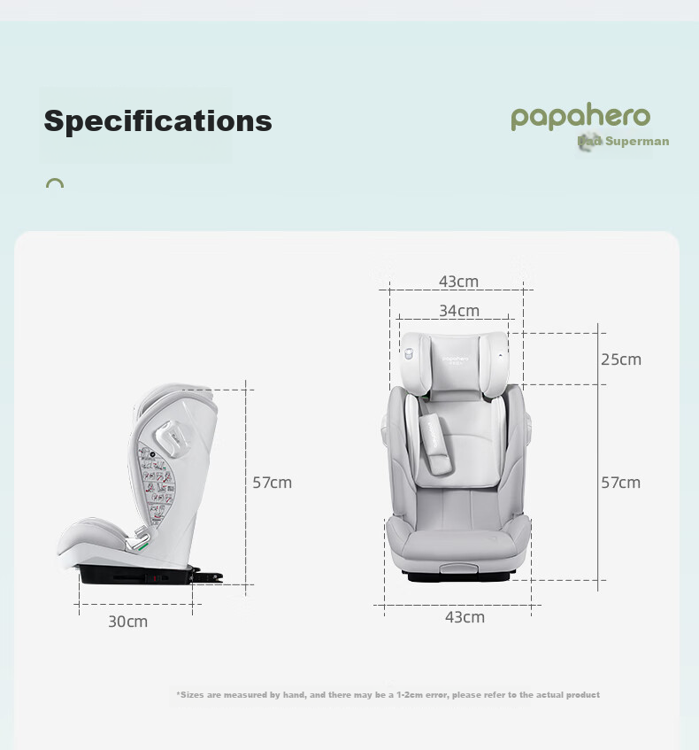 Babachaorenpapahero New National Standard Child Safety Seat for Ages 3-12, ISOFIX Interface, I-Size Certified, Car Height-Increasing Pad 23