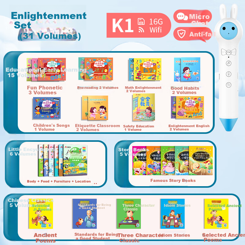 Mingxiao Children's Smart Reading Pen, Universal English Textbook Toy for Boys And Girls, V6 Birthday Gift 9