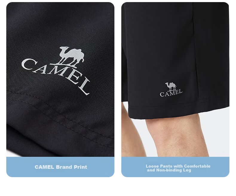 CAMEL Quick-Dry Breathable Shorts for Men And Women, Straight Loose Fit Outdoor Casual Sports Knee-Length Pants for Summer, Men's Size L 13