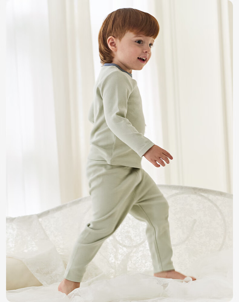 DAVE & BELLA Kids Underwear Set Boys Autumn Clothes Girls Antibacterial Two-piece Autumn Outfit 4