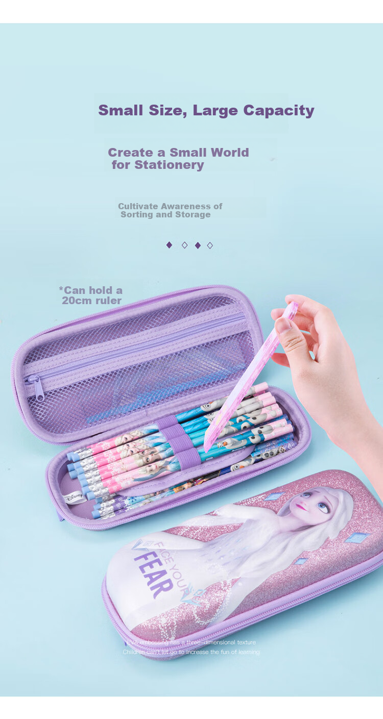 Disney Elementary School Pencil Case, 3D Large Capacity Stationery Box, Crush-Resistant And Drop-Proof EVA Pencil Case, Children's Pencil Bag for Girls, Frozen P85134Z 6