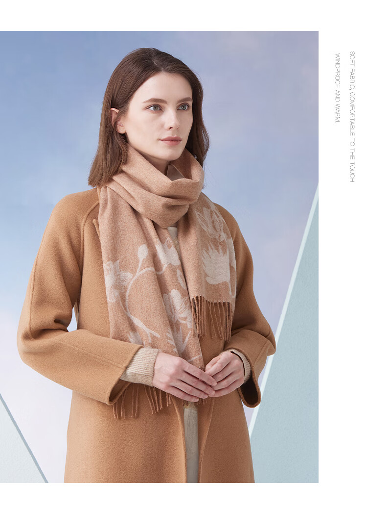Hengyuanxiang Women's Cashmere Scarf Autumn Winter Double-Sided Warm Wool Neck Warmer Qi Ji Red Birthday New Year Gift 2