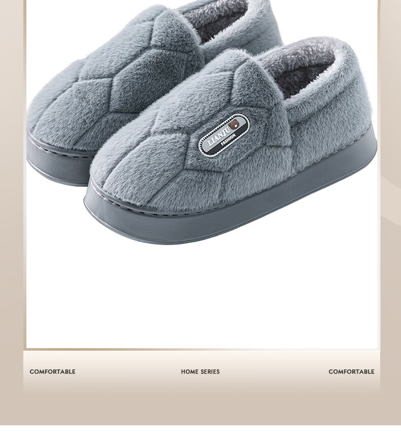 YUZHAOLIN Cotton Slippers for Men and Women, Large and Extra Large Size, Plush Warm Home Cotton Shoes YG952 1