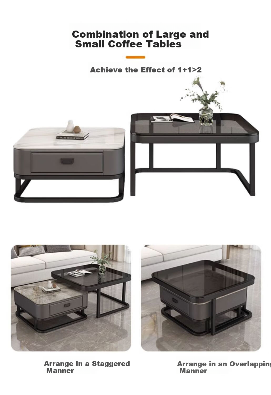 Gupujia Rock Slab Coffee Table, Living Room Modern Minimalist Light Luxury Small Apartment Reception Tea Table, Sofa Glass Side Table, Balcony Small Corner Table 9