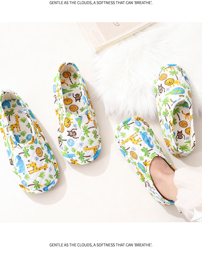 FOOTOPPO Fabric Sole Heel Slippers for Crawling Mat Adults Crawling Mat Shoe Covers Home Floor Shoes Indoor Floor Shoes 3