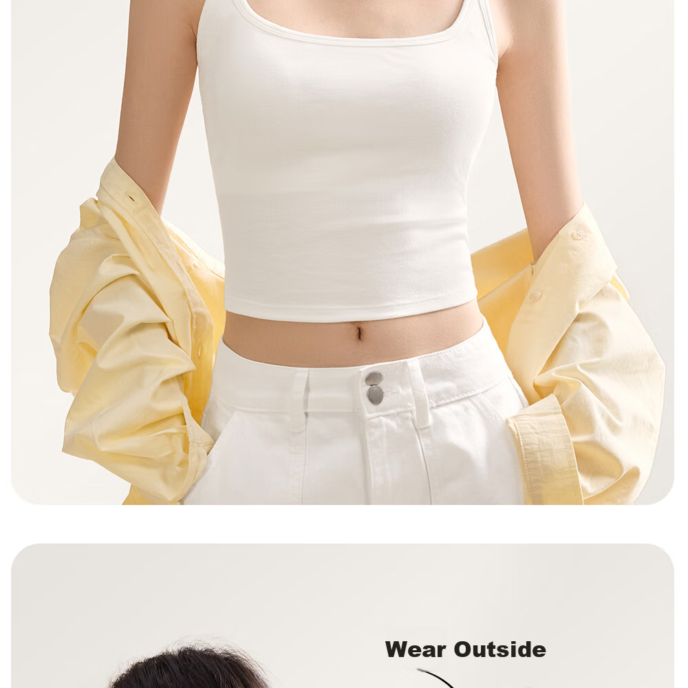 SecretWorld Women's Camisole Bra, Elegant Outer Wear, High-Quality Backless One-Piece Bra, Luxurious with Built-In Padding, Base Layer Vest 17