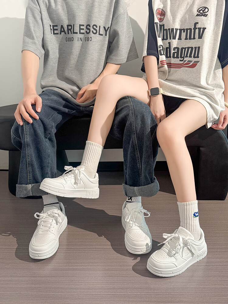 Huili Black And White Panda Couple Shoes, Unisex Thick-Soled Sneakers, Versatile Sports Casual Shoes for Men And Women, White, Size 38 12