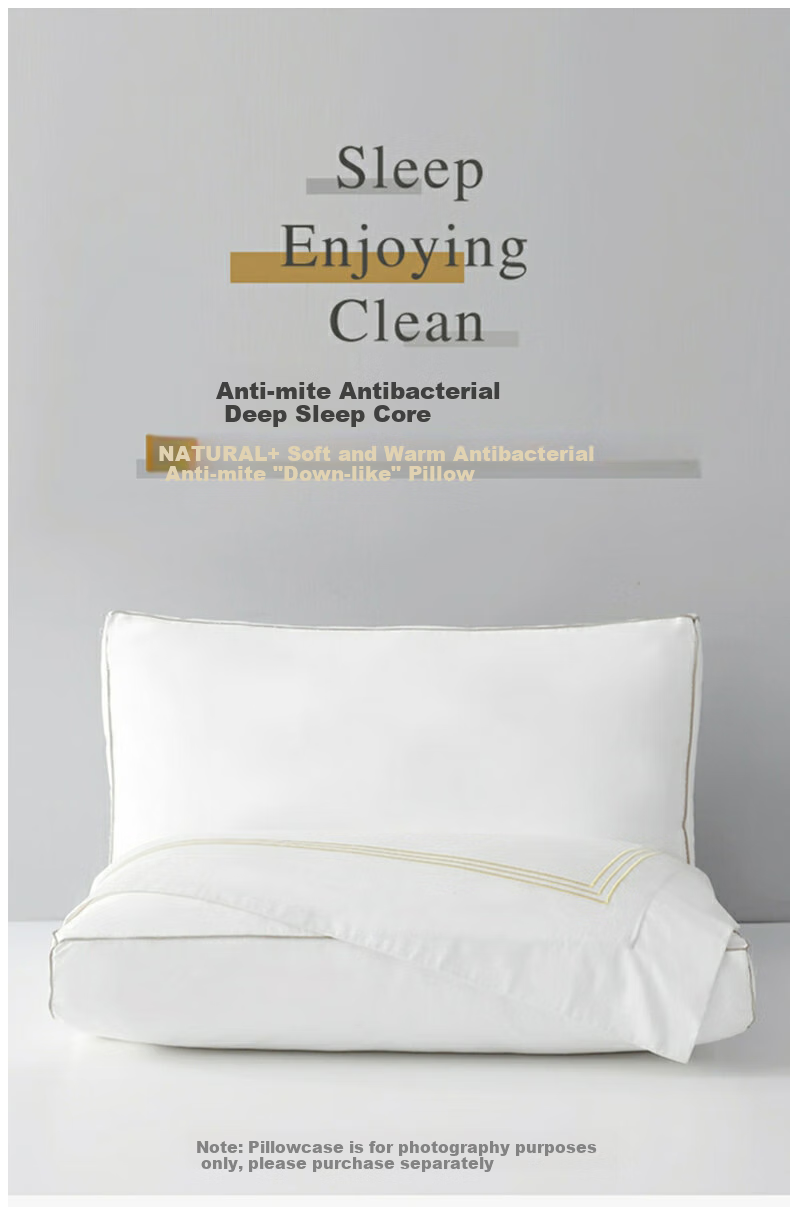Shuixingjiafang Pillow Cervical Pillow for Adults Sleeping at Home, Hotel Pure Cotton Antibacterial High-Elasticity Pillow Core Single Medium Pillow 48×74cm 1