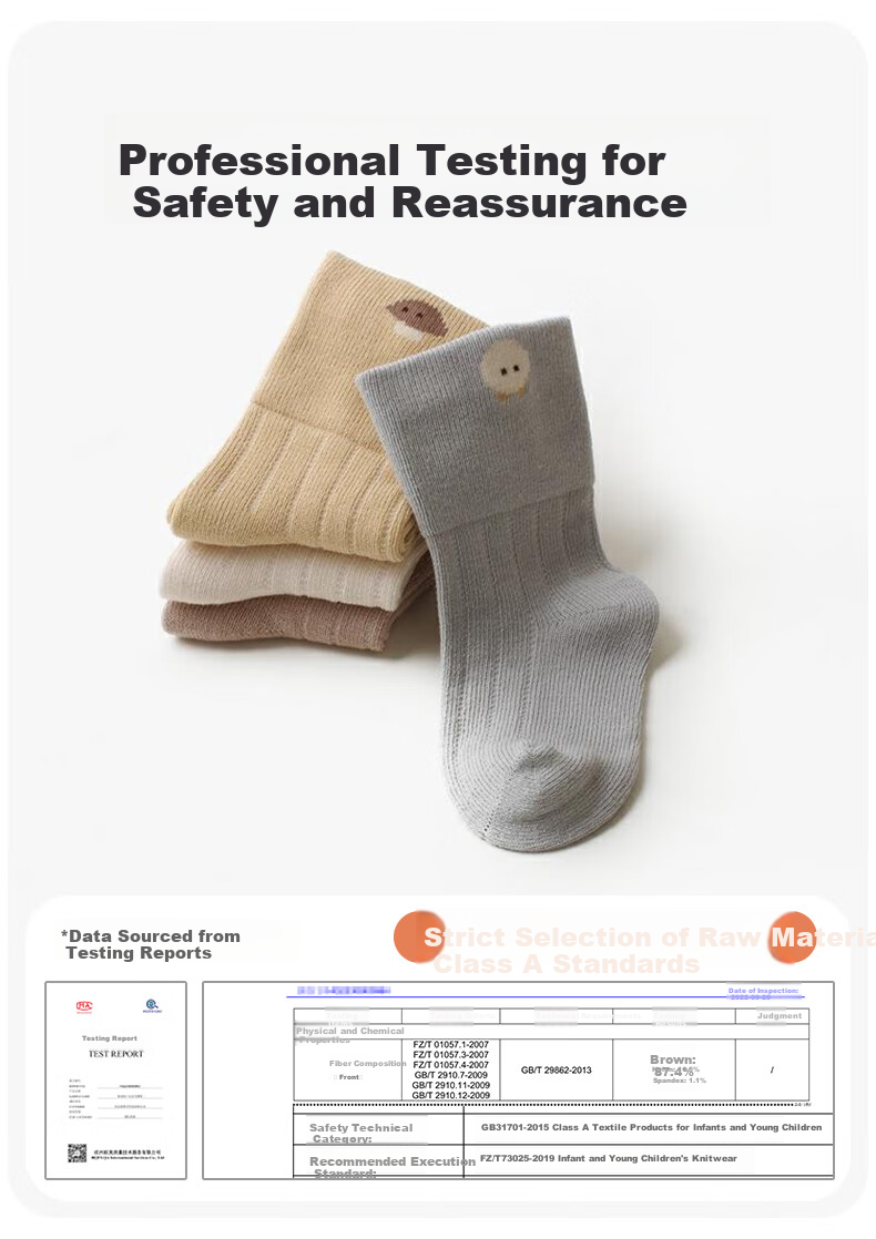 Aibaoshi Baby Socks, Spring And Autumn Newborn Socks, Mid-Calf Cotton Socks for Infants, Children's Socks And Foot Covers, 4 Pairs, Size S, S398 26