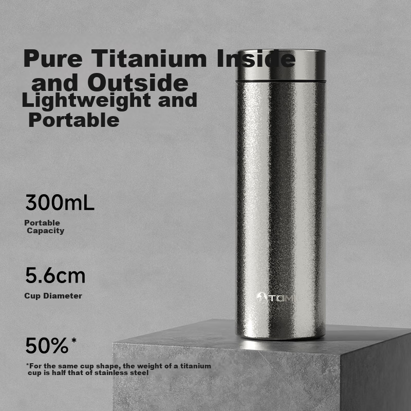 TOMIC Pure Titanium Antibacterial Insulated Water Bottle Van Gogh Collaboration Portable Outdoor Car Travel Pocket Cup Teacher's Day Gift